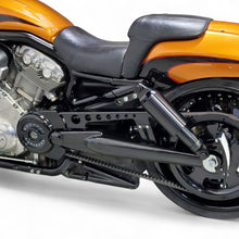 Custom belt cover fitted on a Harley V-Rod motorcycle