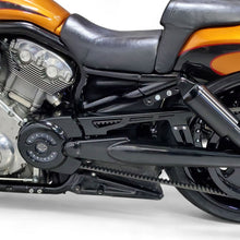Custom belt guard fitted on a Harley V-Rod motorcycle
