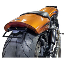 V-Rod Muscle featuring under-fender license plate bracket with LED, compact and custom design for a clean profile.